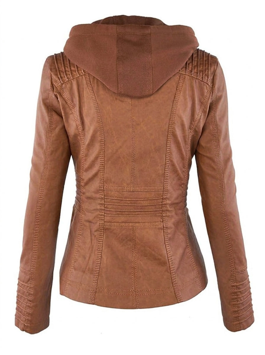 Flavia chaqueta efecto piel marrón claro, espalda