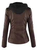 Flavia chaqueta efecto piel marrón oscuro, espalda