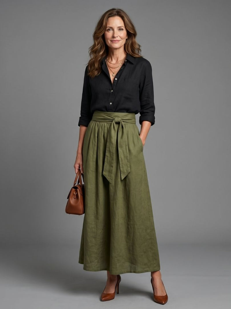 Vera | Conjunto blusa negra y falda midi