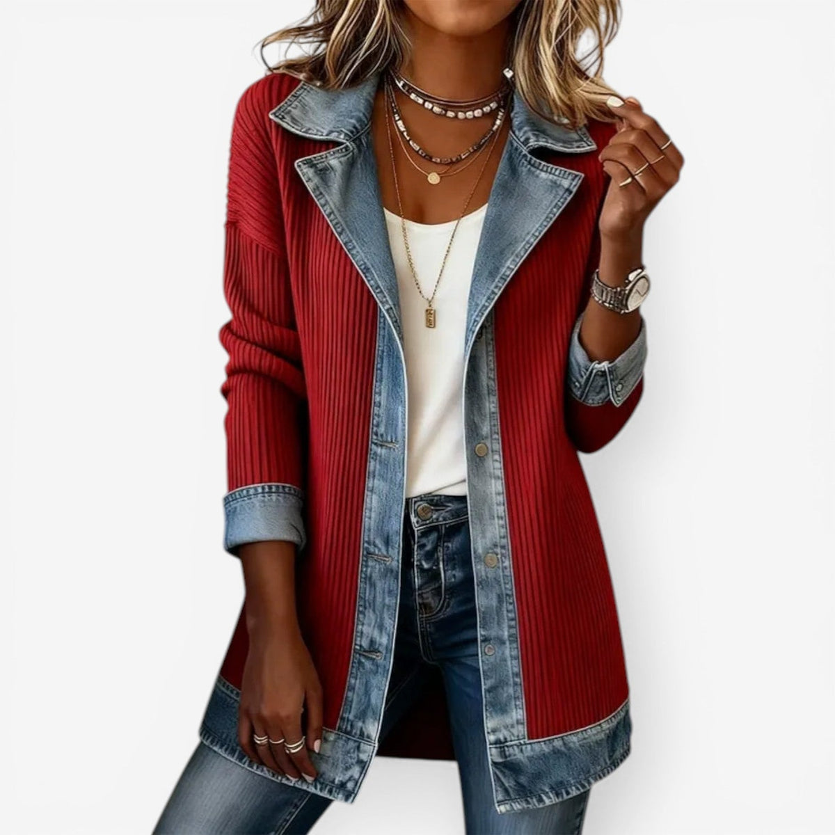 Emilia | Chaqueta de mezcla de denim