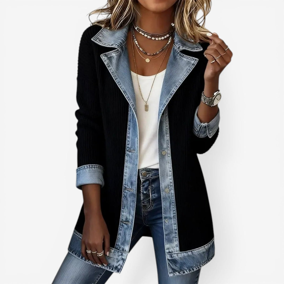 Emilia | Chaqueta de mezcla de denim