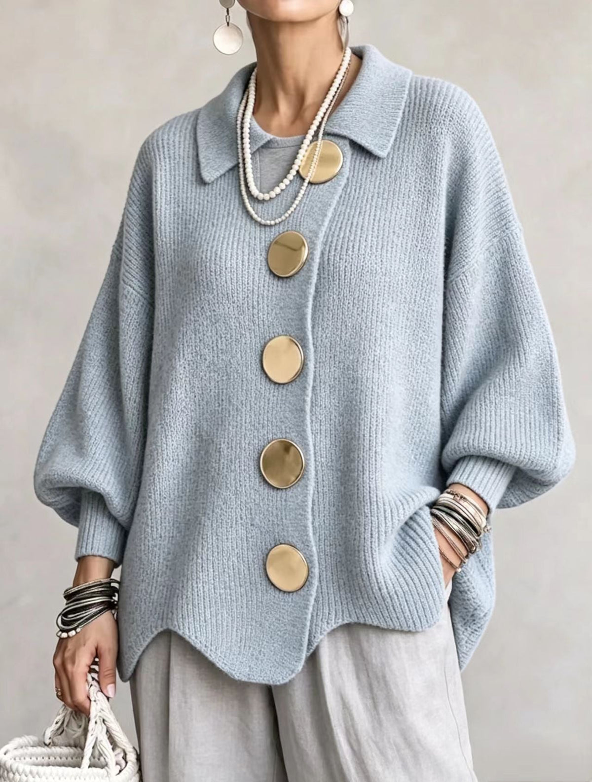 Pilar - Cárdigan oversize azul cielo
