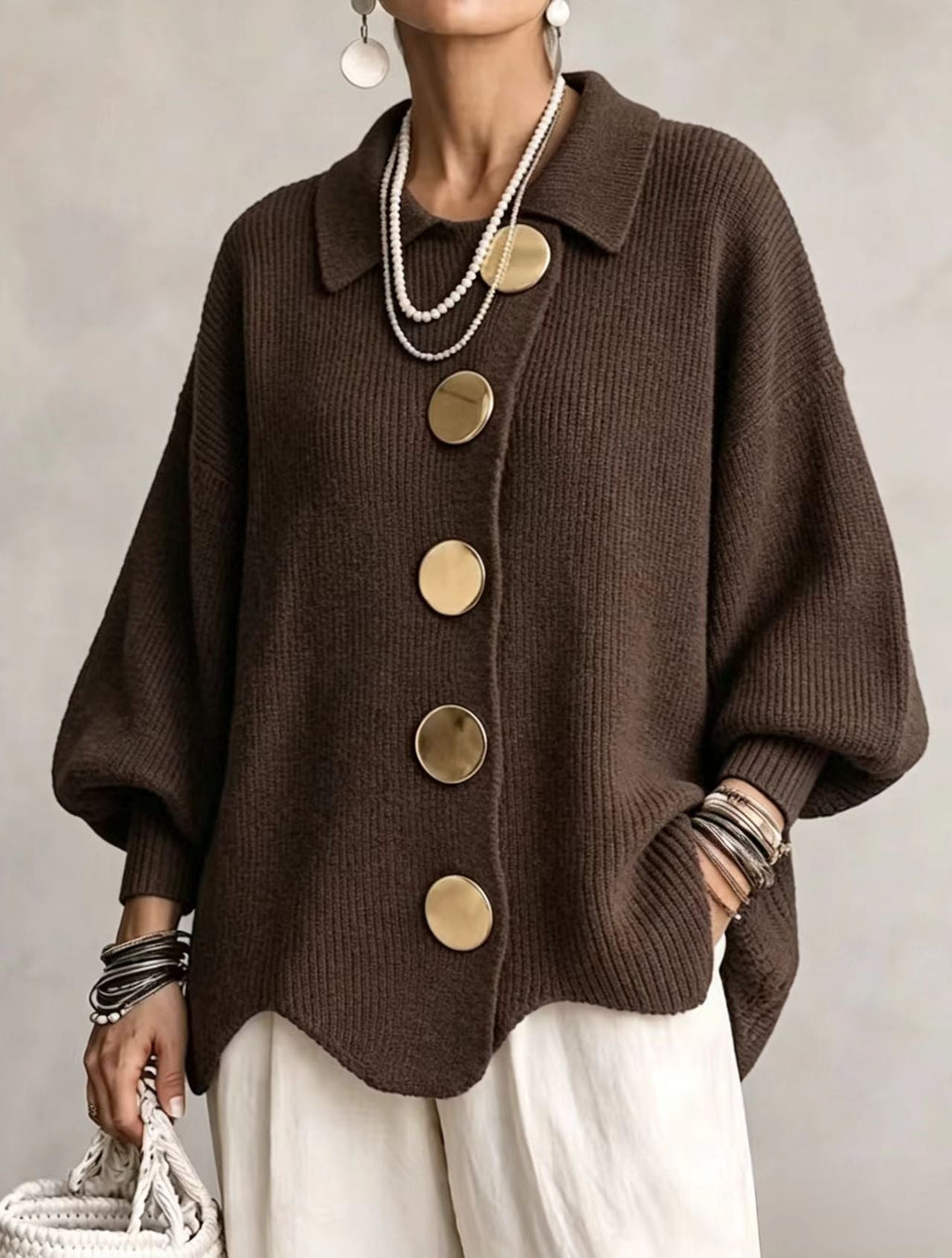Pilar - Cárdigan oversize marrón