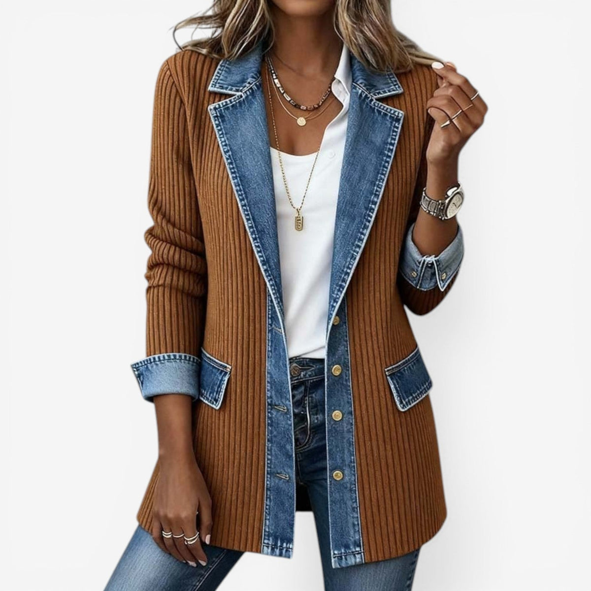 Emilia | Chaqueta de mezcla de denim