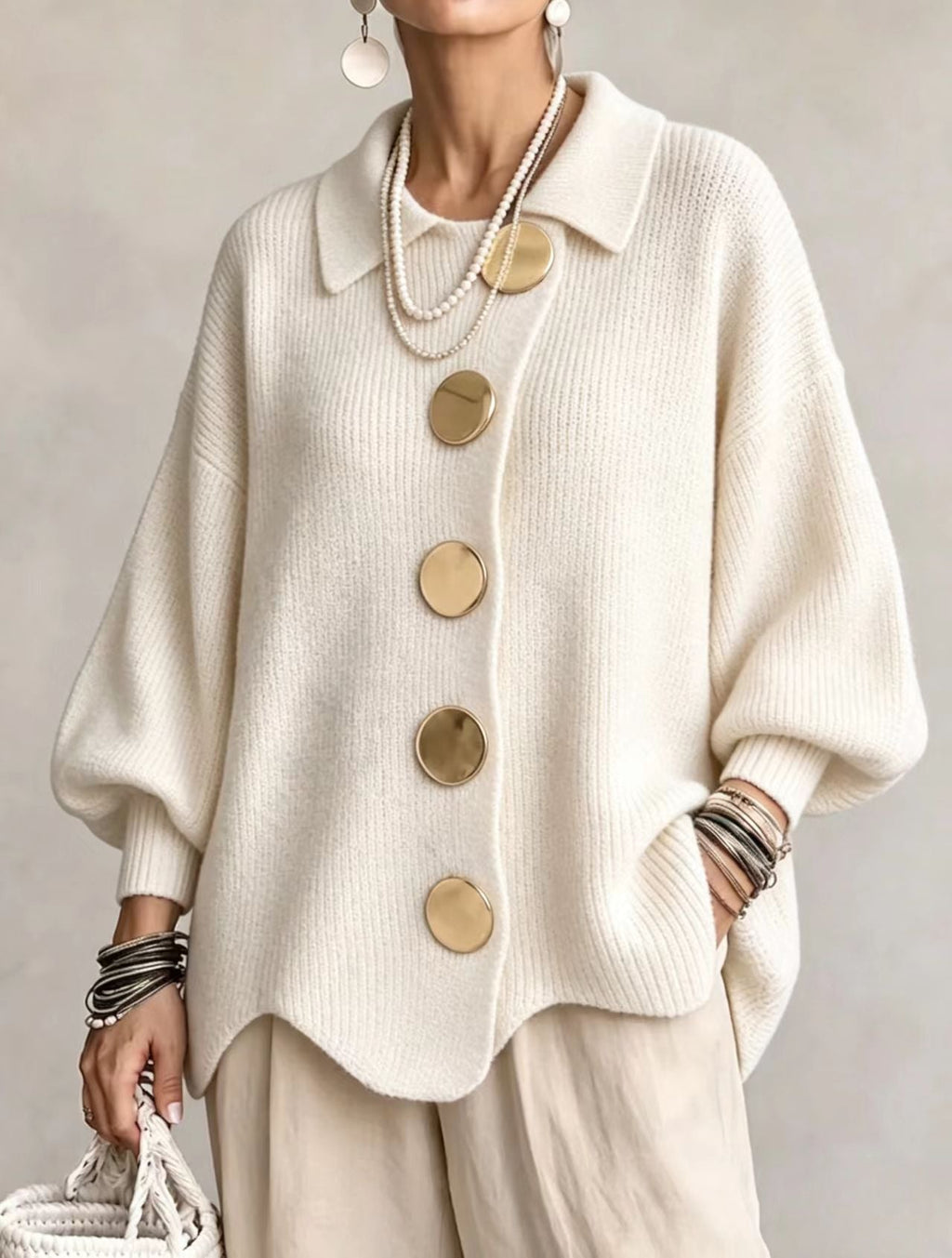 Pilar - Cárdigan oversize marfil