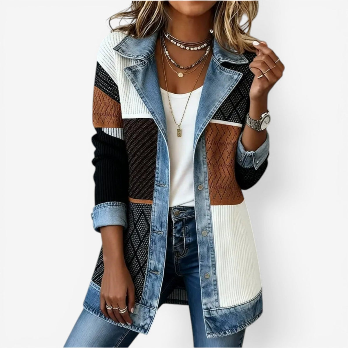 Emilia | Chaqueta de mezcla de denim