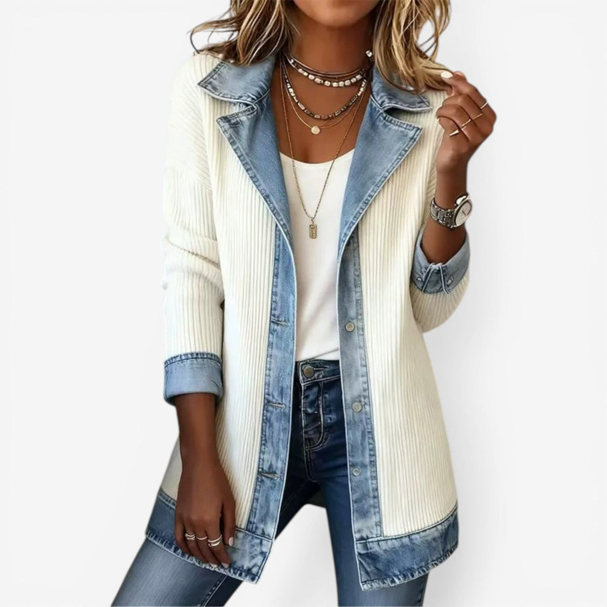 Emilia | Chaqueta de mezcla de denim