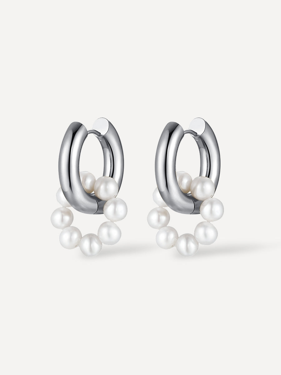 Pendientes de Aro con Perla de Alma Sotelo — Plata