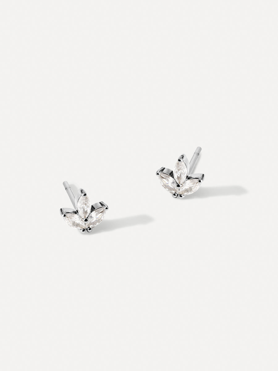 Pendientes Hoja Brillante de Alma Sotelo — Plata