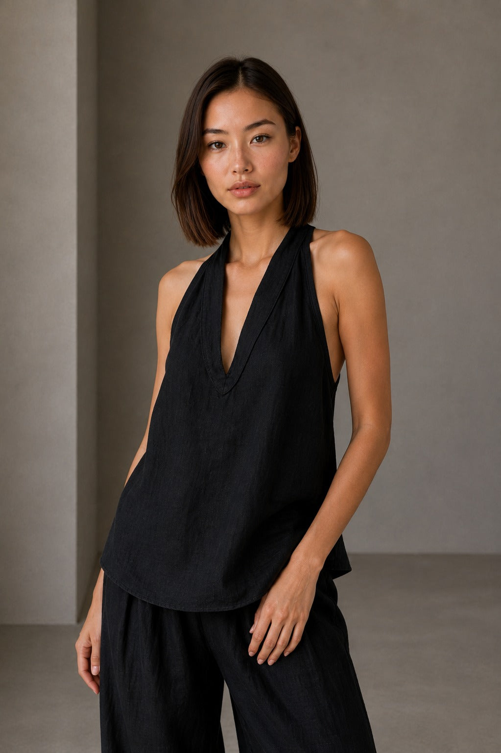 Conjunto halter en Negro — detalle del tejido