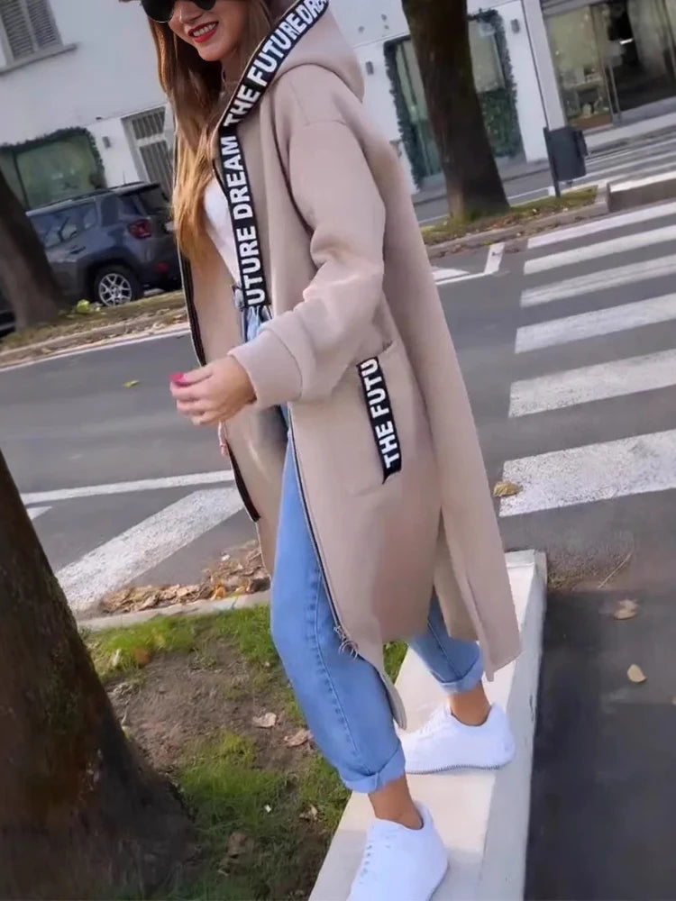 Giorgia, abrigo-sudadera oversize con capucha en beige
