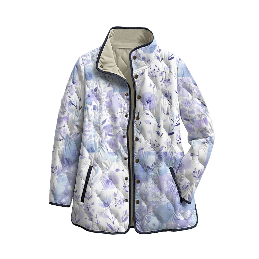 Chaqueta acolchada con flores en lavanda