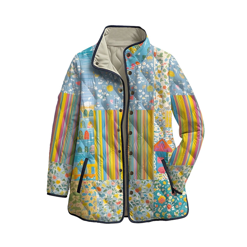 Chaqueta acolchada con patchwork multicolor