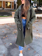 Giorgia, abrigo-sudadera oversize con capucha en verde caqui