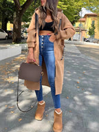Giorgia, abrigo-sudadera oversize con capucha en camel