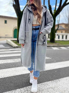 Giorgia, abrigo-sudadera oversize con capucha en gris
