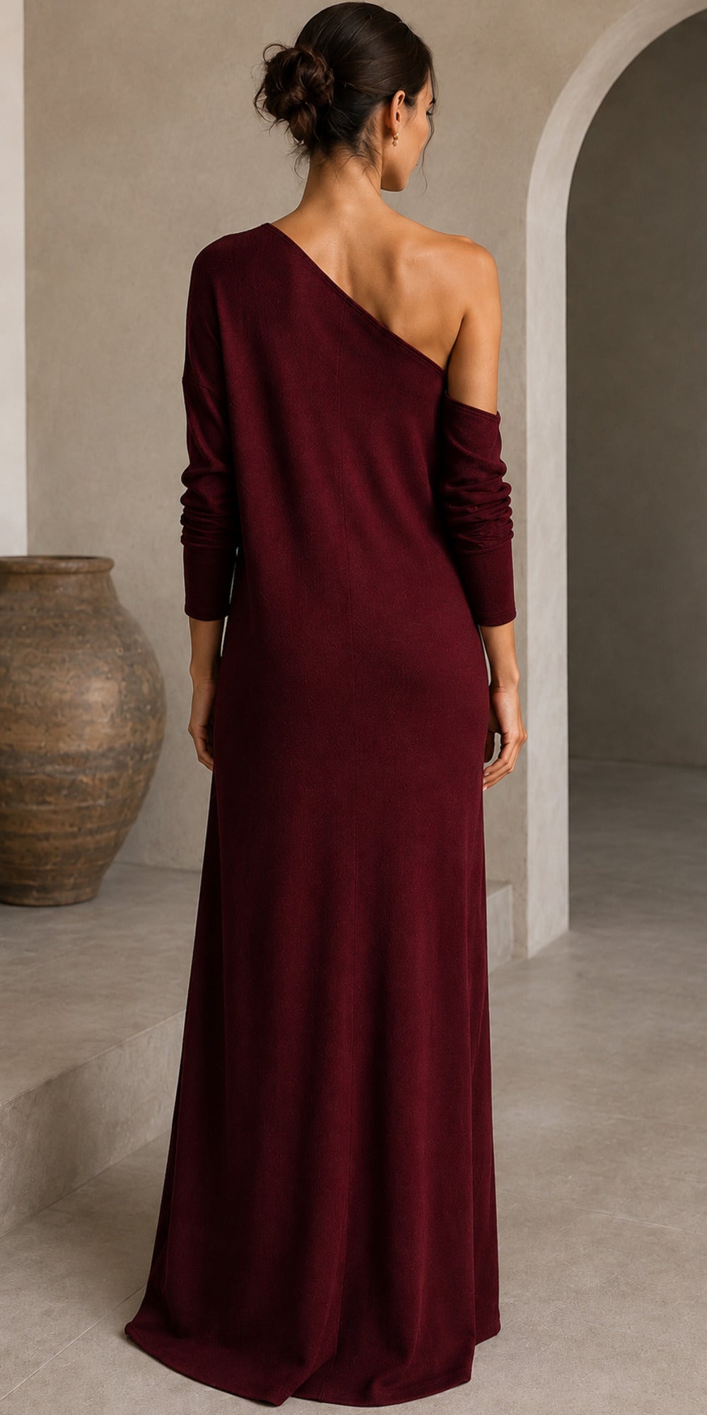 Vestido OLIVIA color Tinto, vista trasera