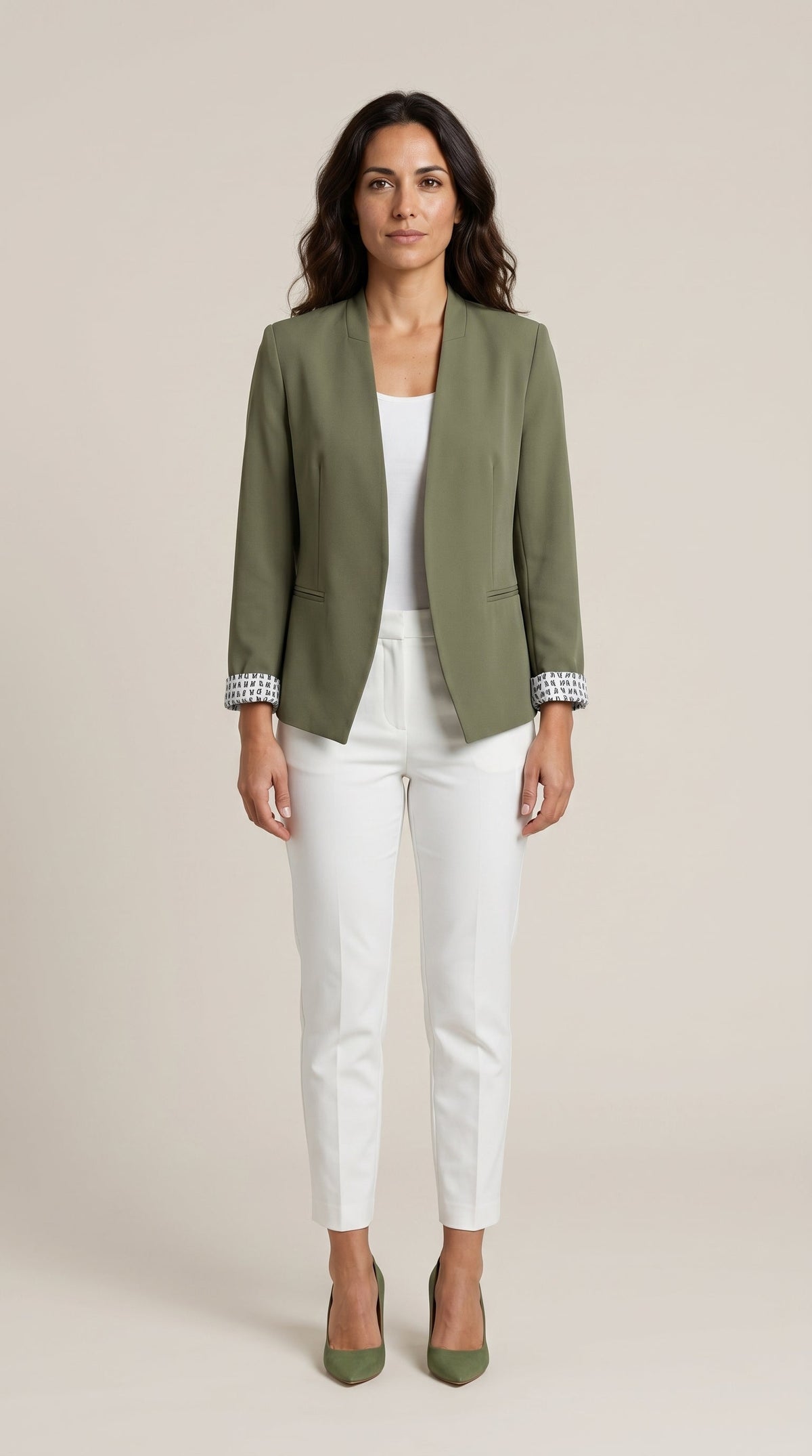 Blazer Recto con Hombreras de Alma Sotelo — Verde Caqui