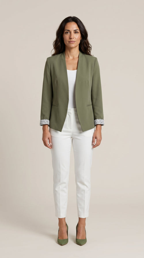 Blazer Recto con Hombreras de Alma Sotelo — Verde Caqui