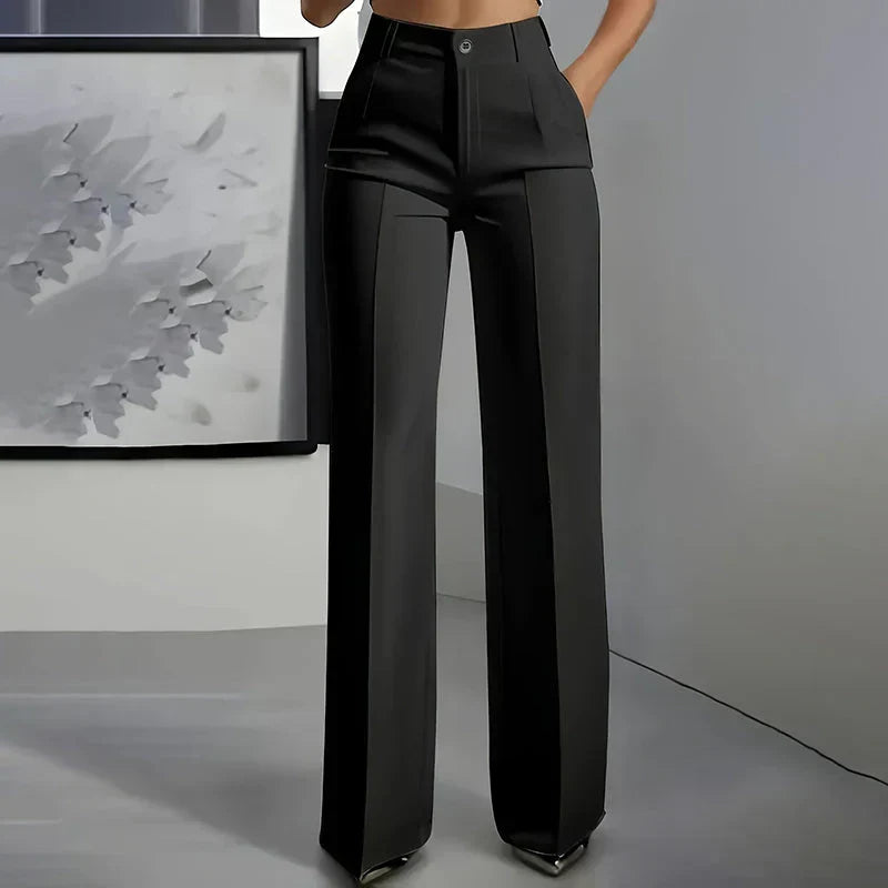 Emma | Pantalones de tiro alto de corte recto y elegante