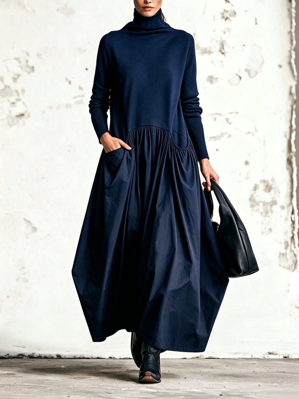 LORENZA abito lungo oversize blu