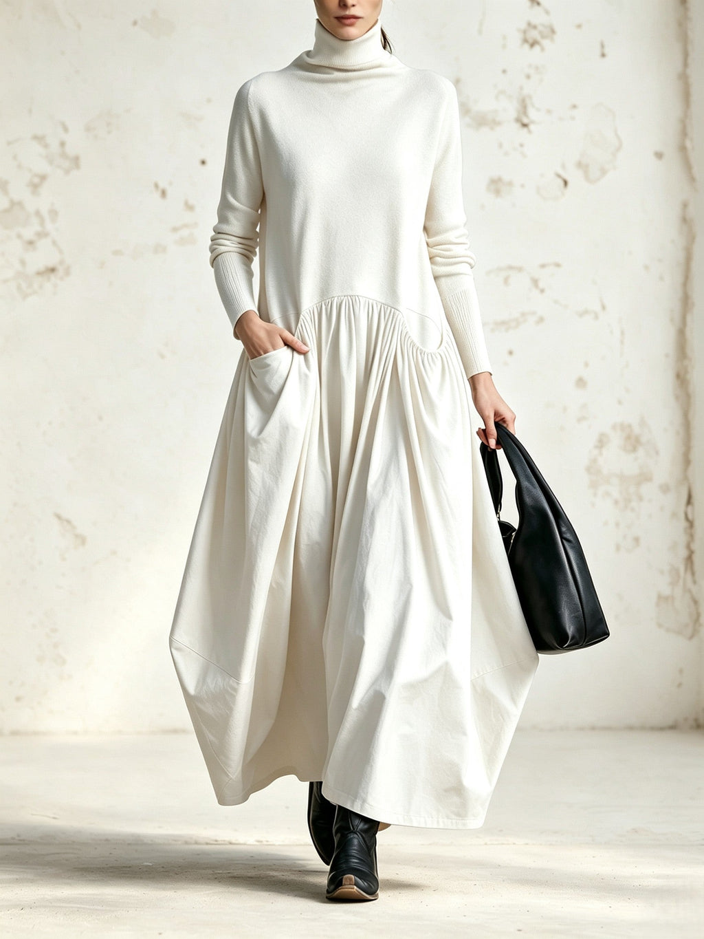 LORENZA abito lungo oversize bianco