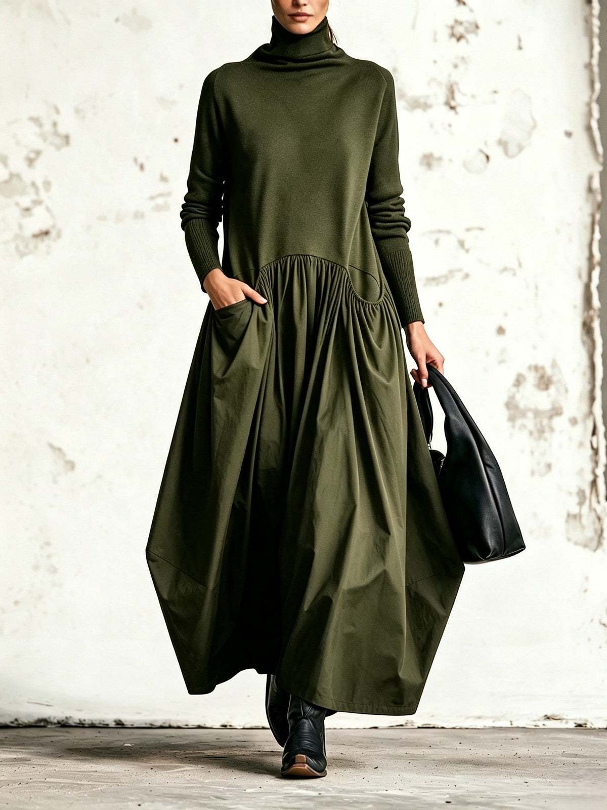 LORENZA abito lungo oversize verde