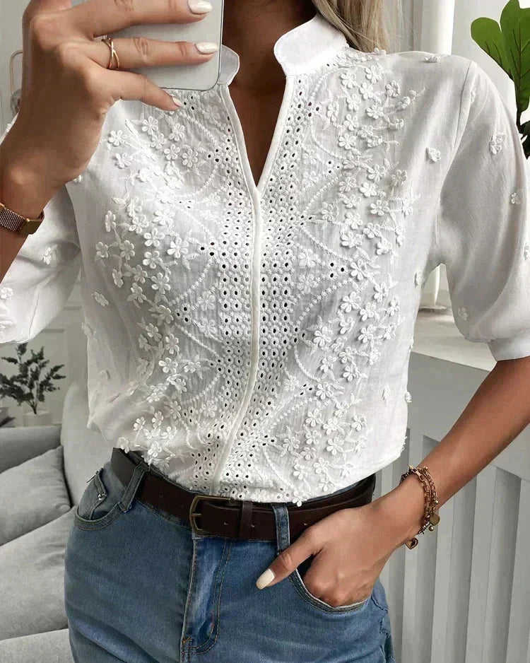 Laurine | Top casual elegante bordado