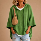 Lourdes - Poncho de punto con capucha verde