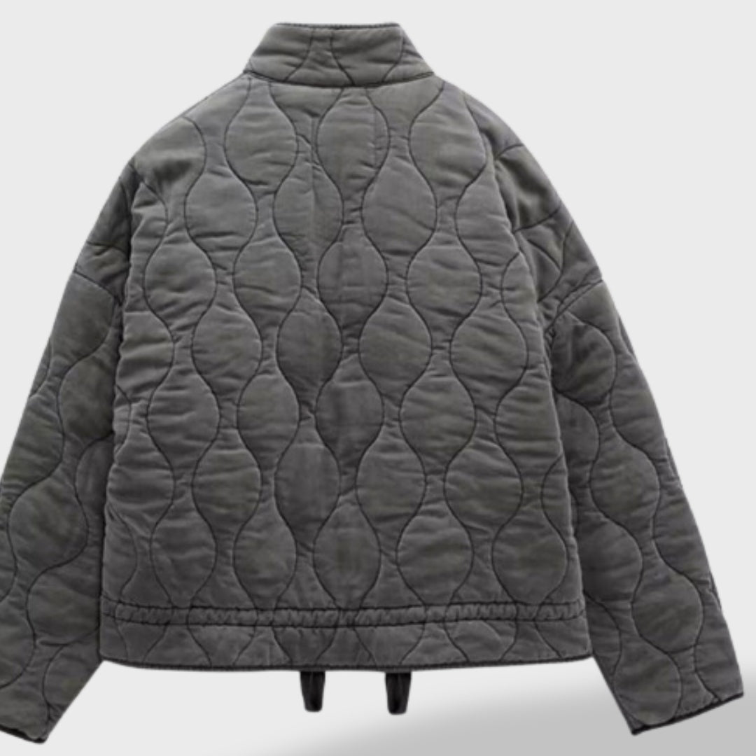 Celia | Chaqueta Acolchada Corta Mujer Cuello Mao Cremallera