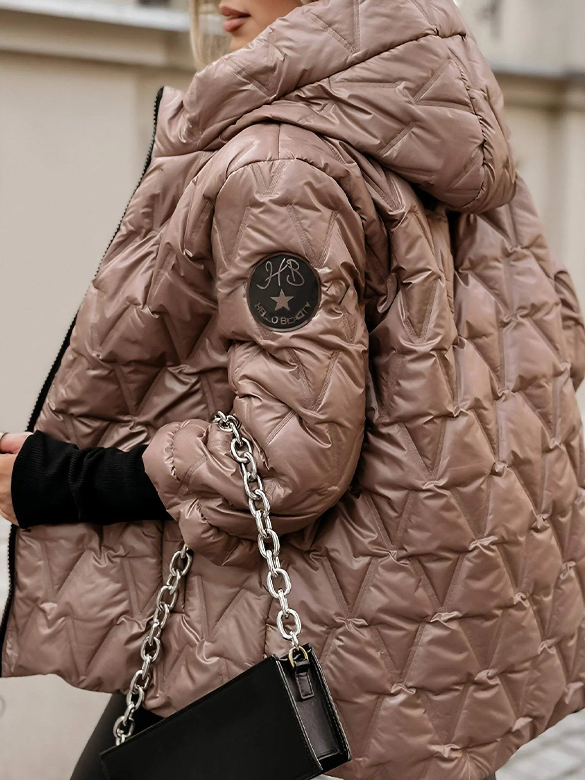 Chaqueta Acolchada con Capucha Rombos