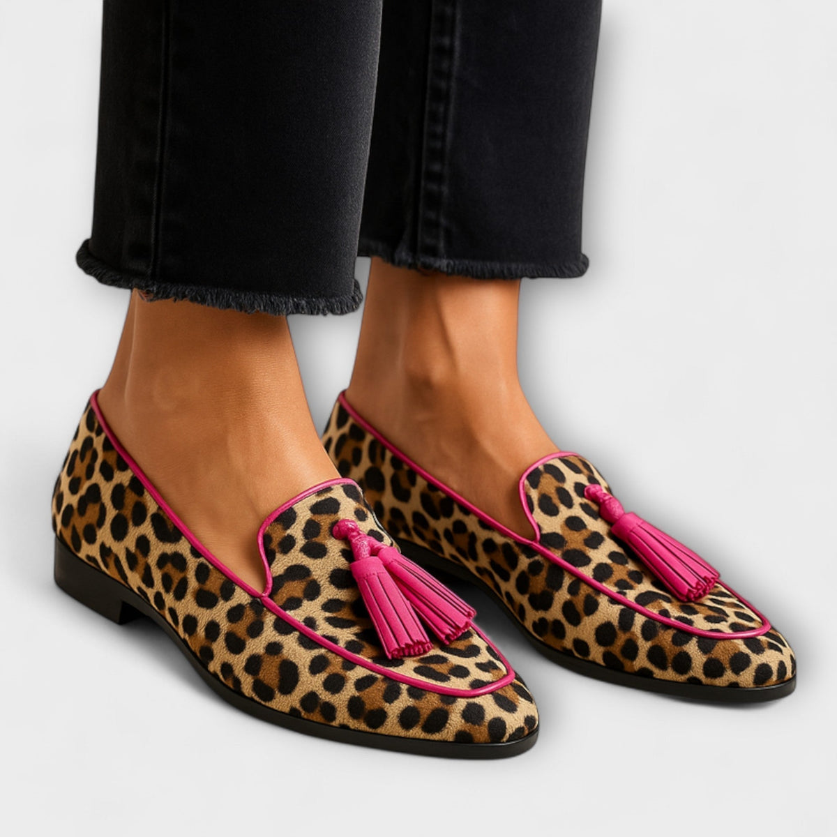 Zapatillas Lana Impresas con Borlas Decorativas