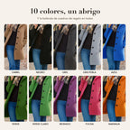 Mercedes - Abrigo de paño en 10 colores con bufanda de cuadros de regalo