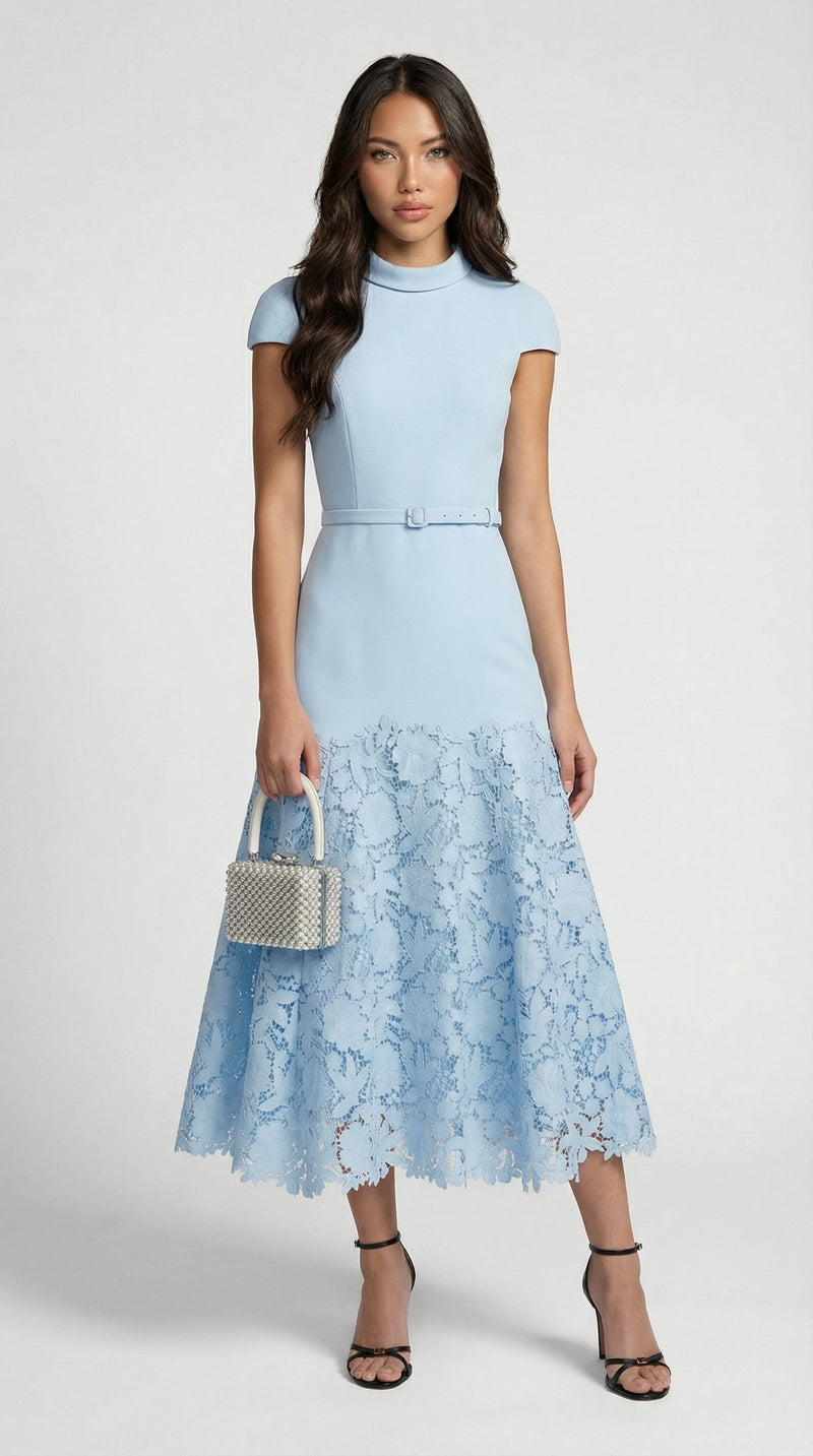 Mirana | Vestido Midi de Encaje Azul