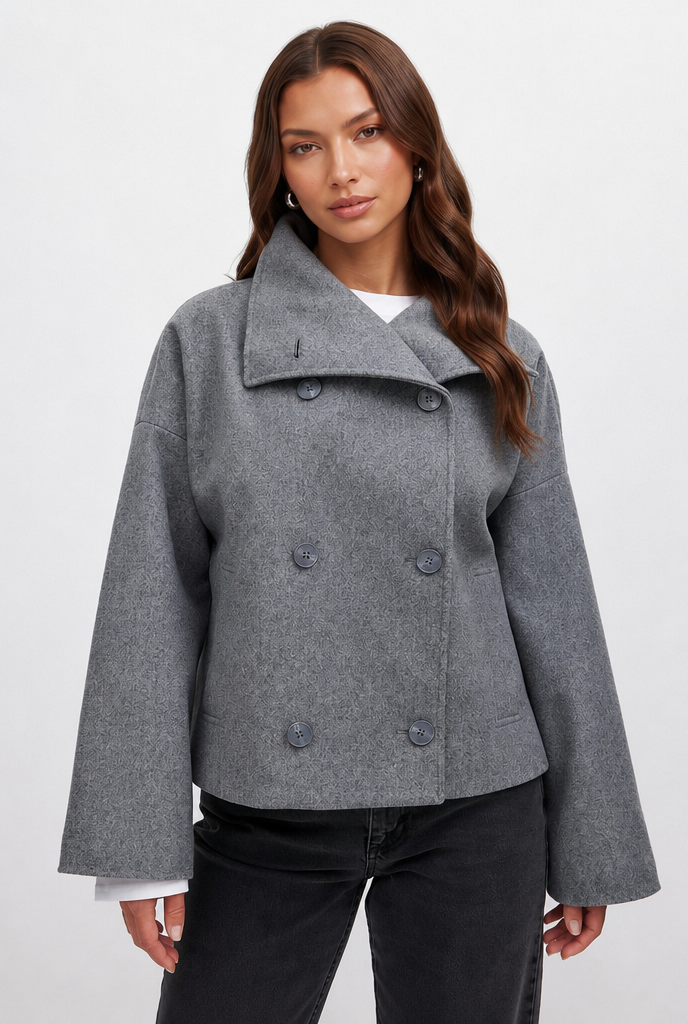 Chaqueta Corta de Lana Gwen de Alma Sotelo — Gris
