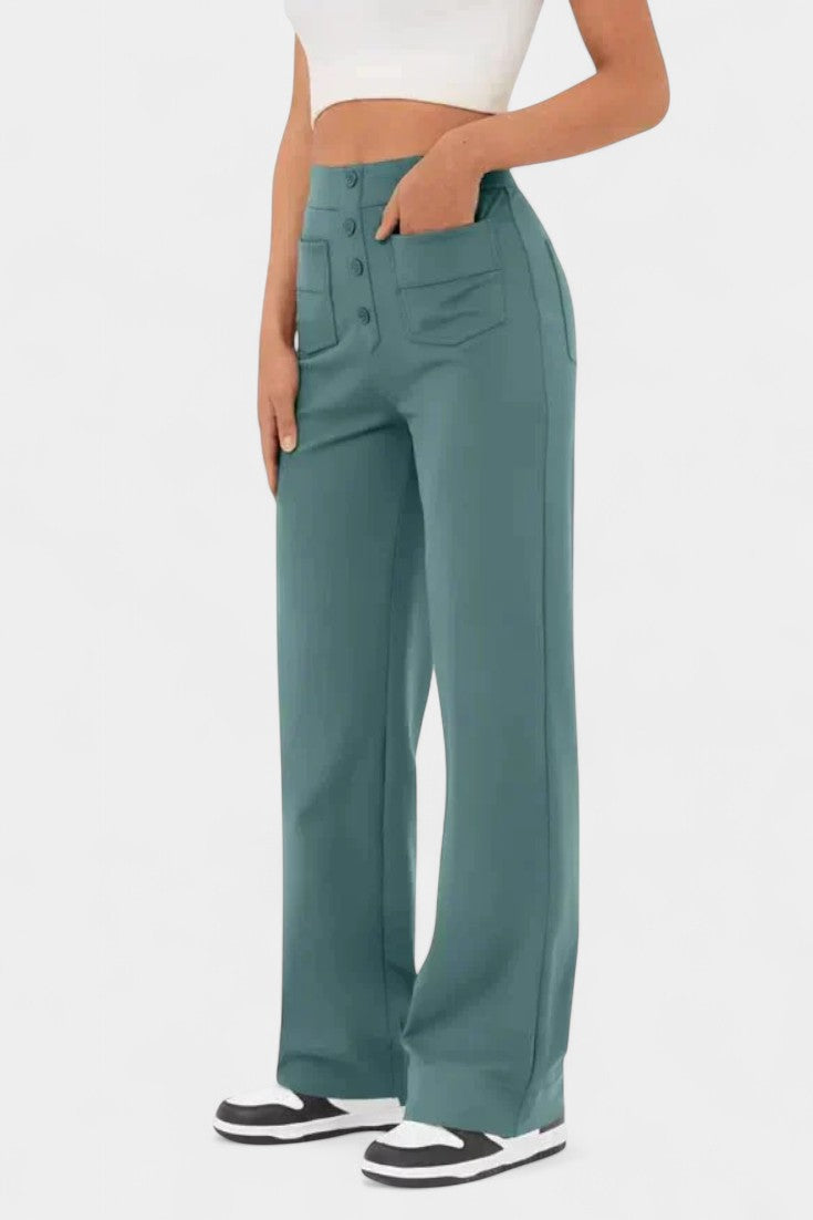 Pantalones Rectos de Cintura Alta Nova con Elasticidad