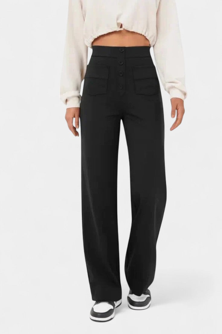 Pantalones Rectos de Cintura Alta Nova con Elasticidad