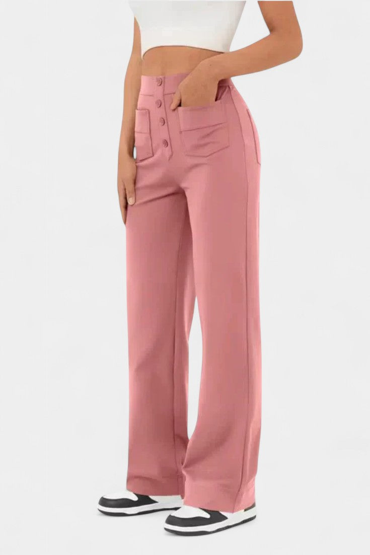 Pantalones Rectos de Cintura Alta Nova con Elasticidad