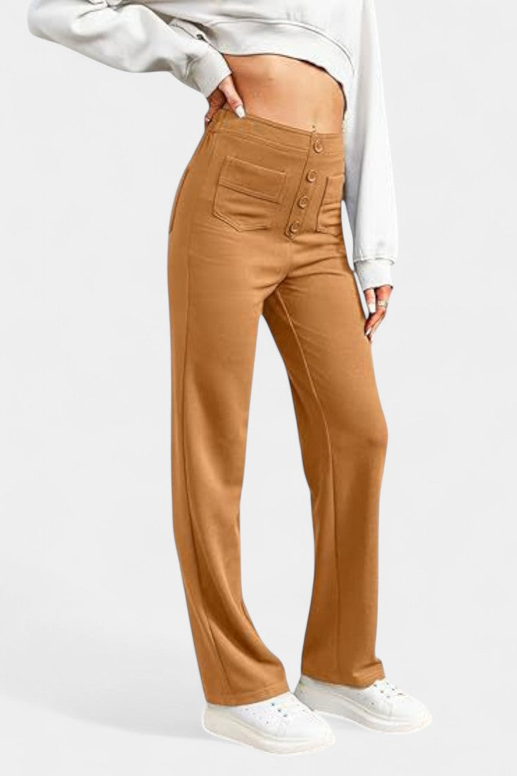 Pantalones Rectos de Cintura Alta Nova con Elasticidad