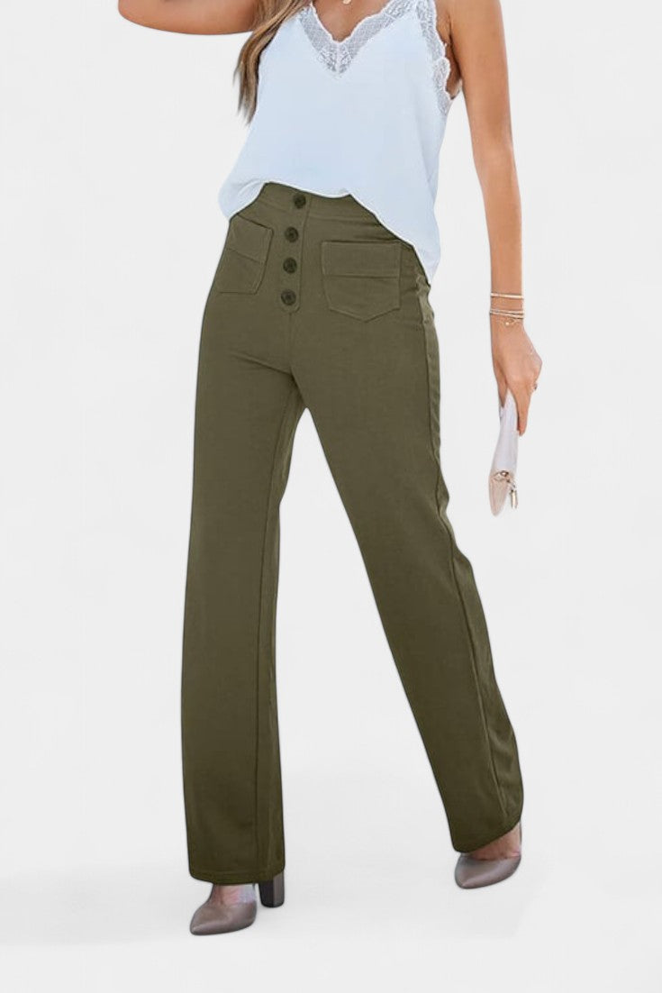 Pantalones Rectos de Cintura Alta Nova con Elasticidad