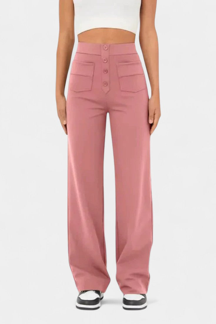 Pantalones Rectos de Cintura Alta Nova con Elasticidad