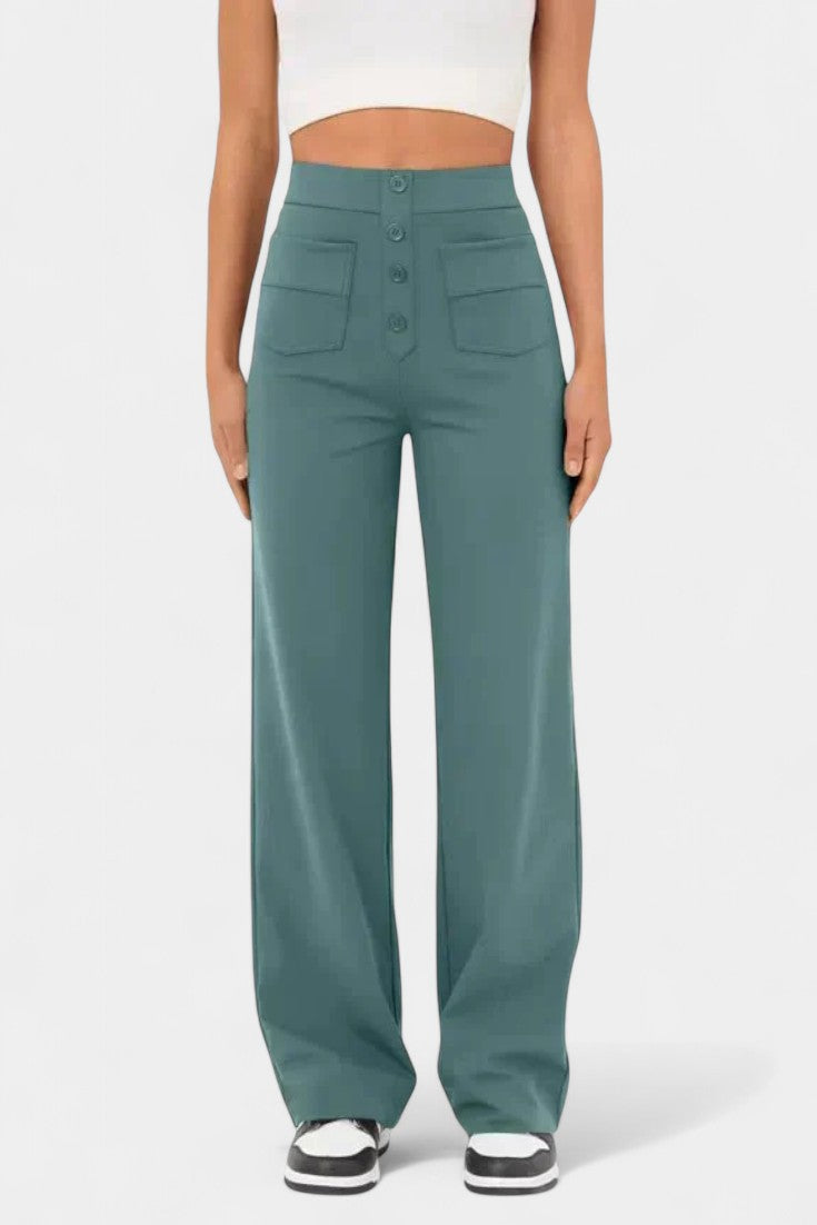 Pantalones Rectos de Cintura Alta Nova con Elasticidad