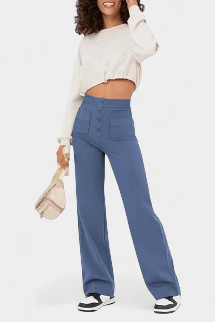 Pantalones Rectos de Cintura Alta Nova con Elasticidad