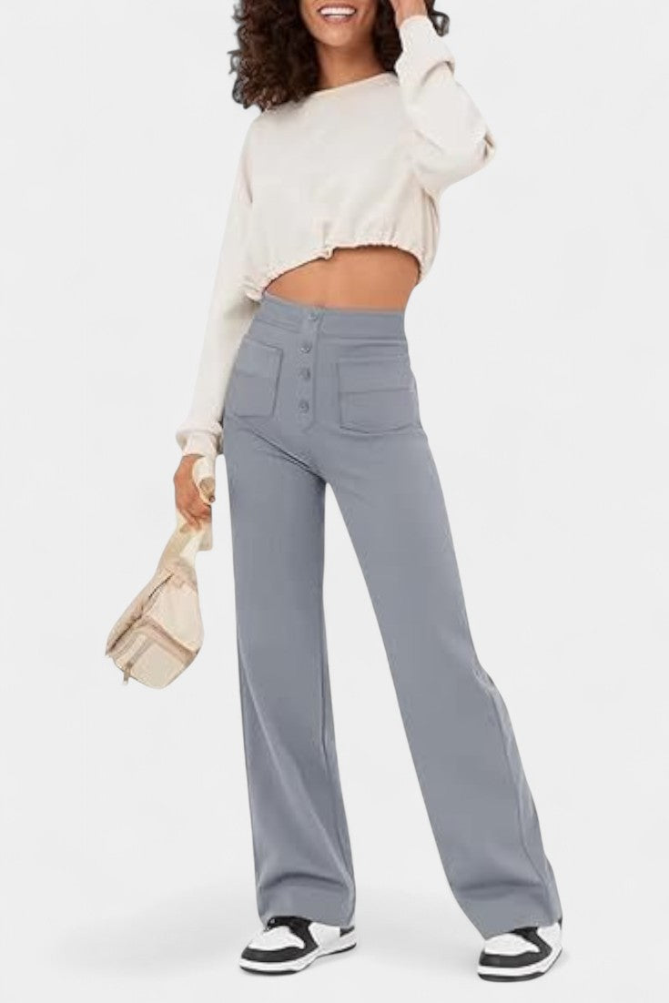 Pantalones Rectos de Cintura Alta Nova con Elasticidad