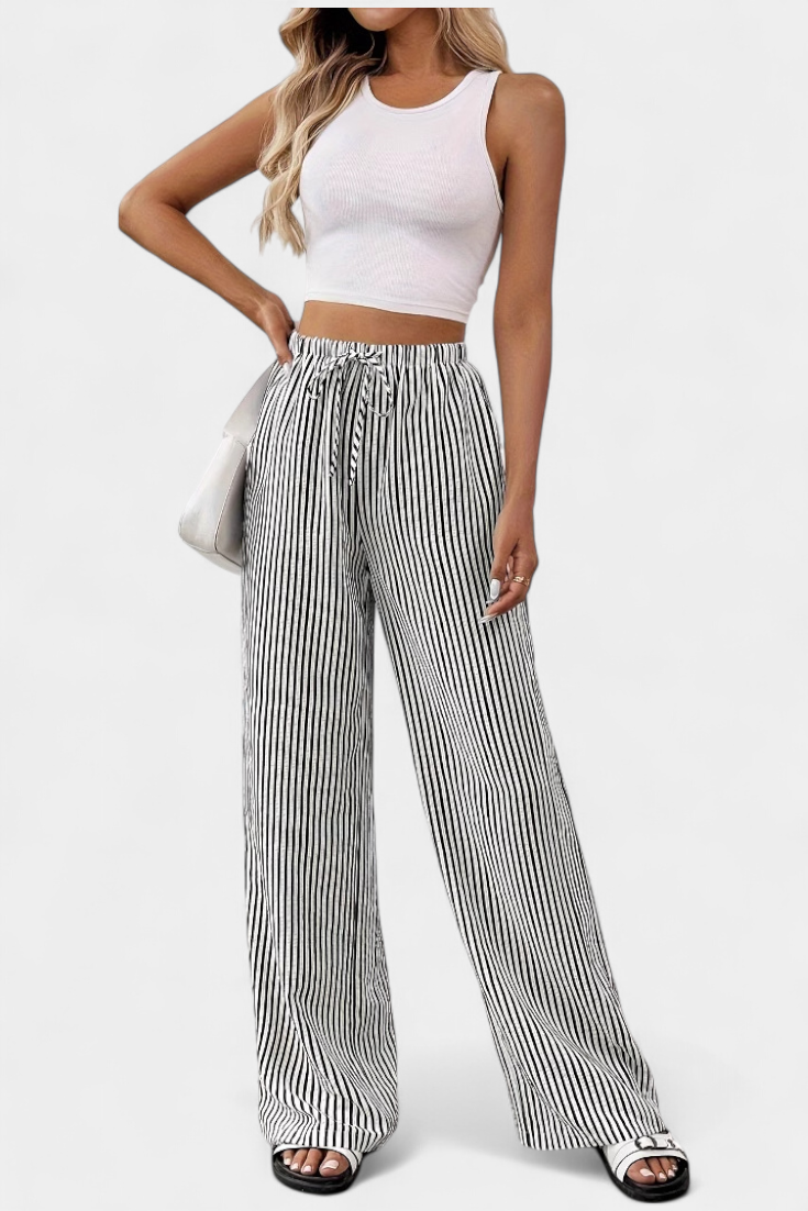 Pantalones Rectos Livianos Sabrina con Cintura Ajustable