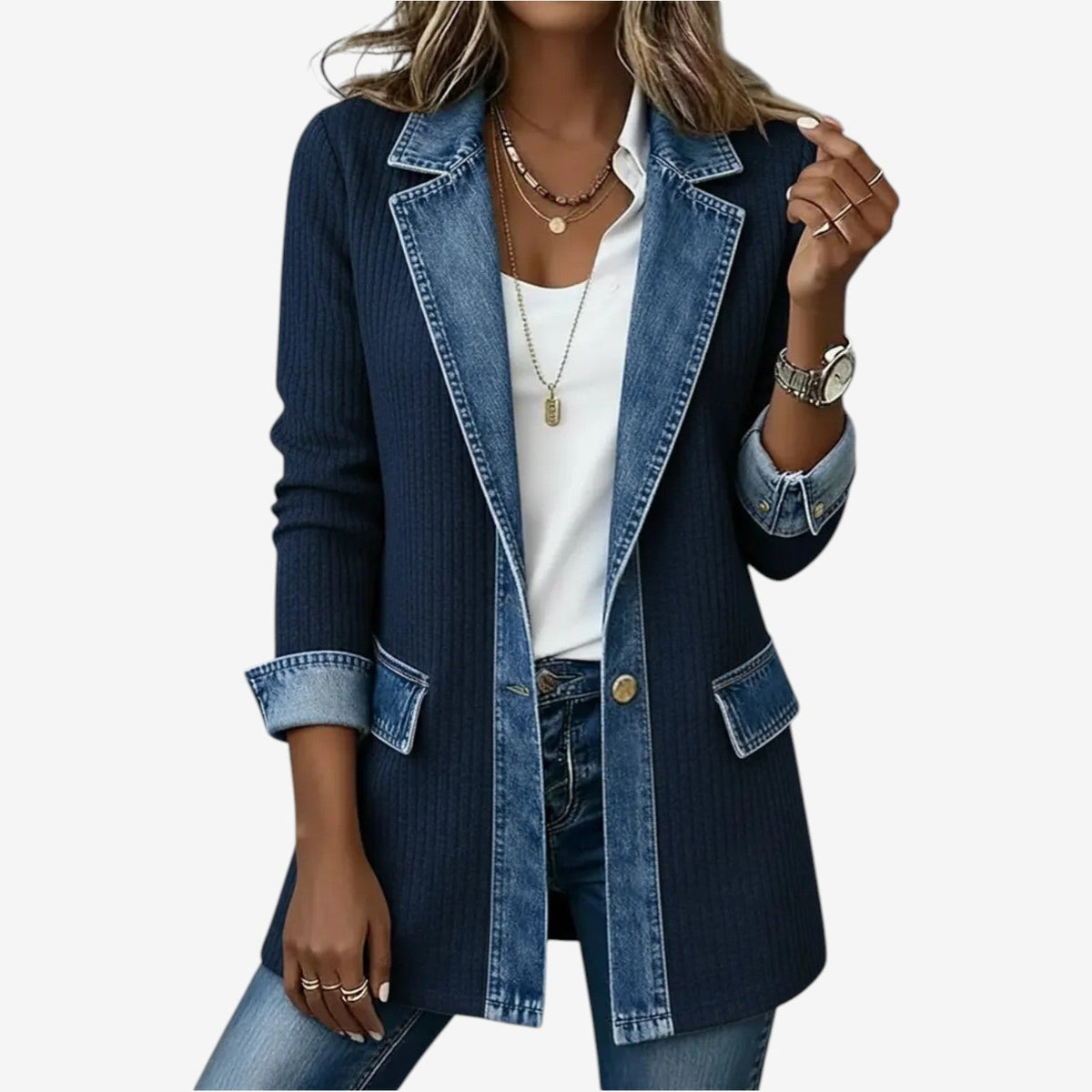 Emilia | Chaqueta de mezcla de denim