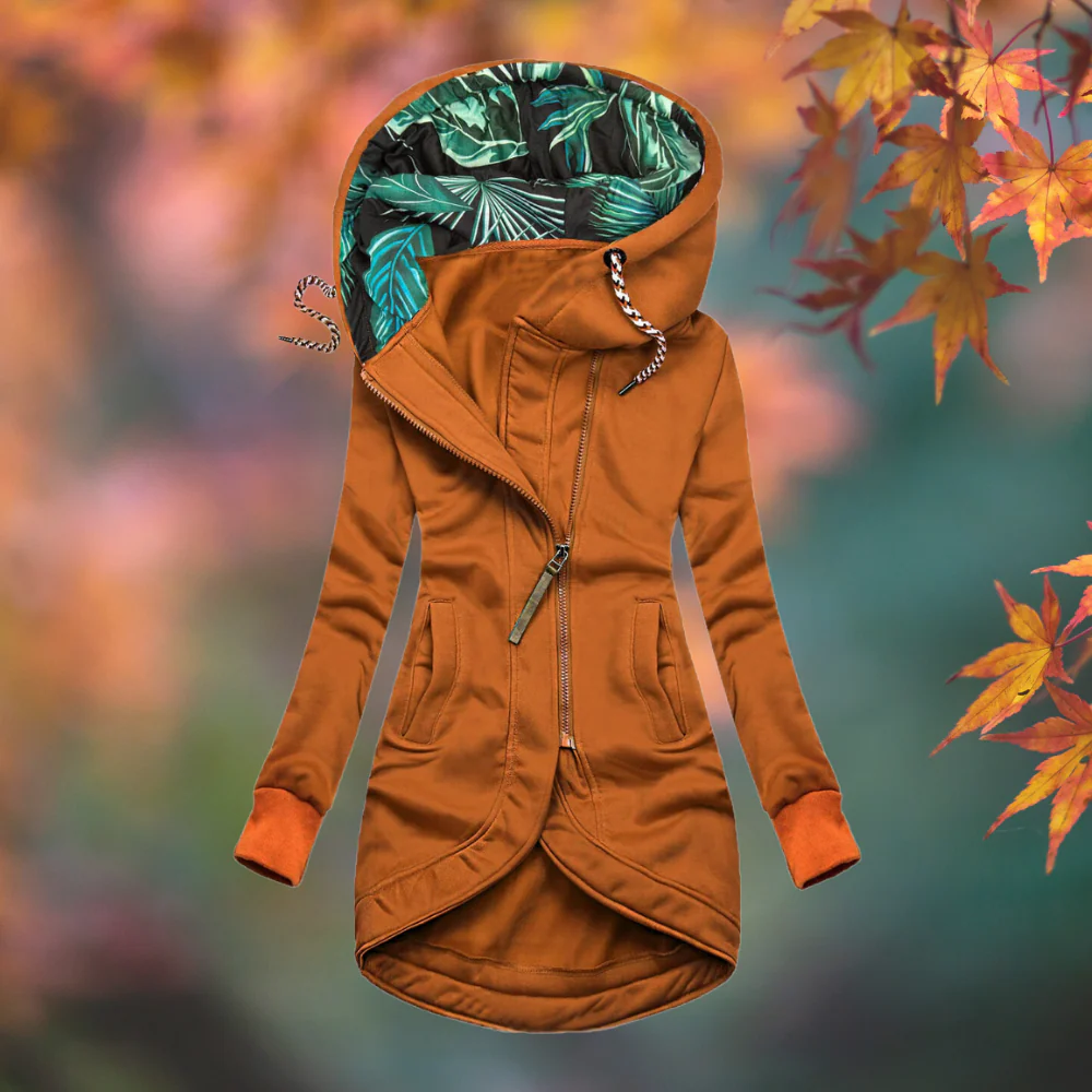Olaya | Chaqueta con Capucha y Cremallera en Diagonal