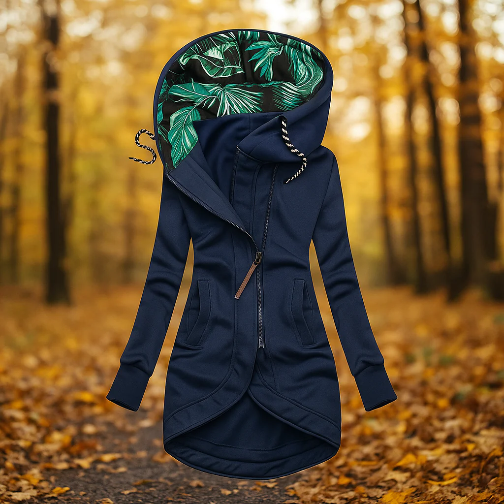 Olaya | Chaqueta con Capucha y Cremallera en Diagonal