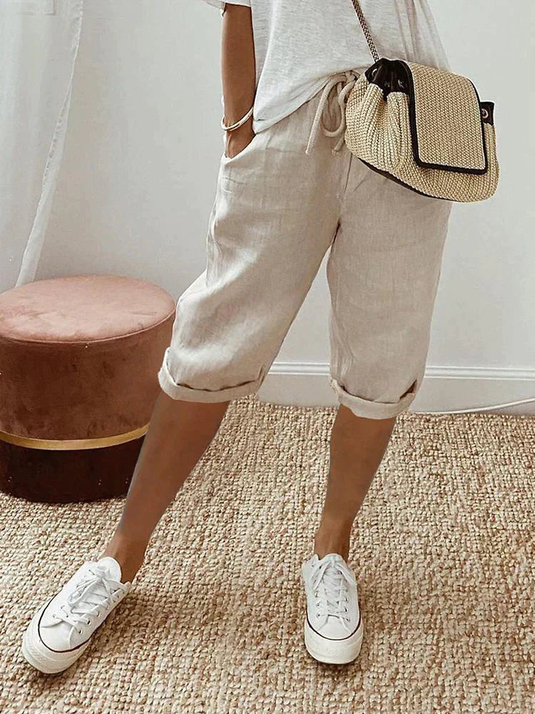 Lucía | Pantalones Cortos de Algodón y Lino