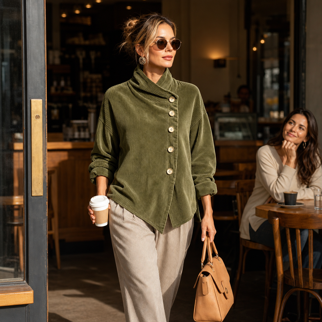 Candela - Chaqueta de punto canalé, look de calle